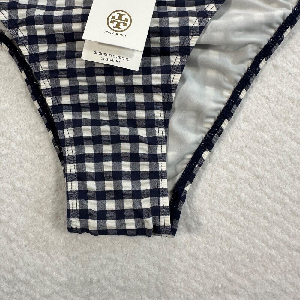 Tory Burch Gingham Hipster Bikini Bottom 48960 Women's X-Large Swim Navy/White - Picture 2 of 9